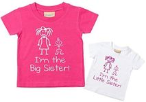 60 Second Makeover Limited I'm The Little Sister I'm The Big Sister Tshirt Set Baby Toddler Kids Available in Sizes 0-6 Months New Baby Sister Gift, Pink, Little 0-6 Months Big 24-36 Months