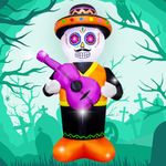 VIKIMORA 4FT Halloween Mariachi Guitarist Inflatable Decoration with LED Lights for Outdoor Indoor, Guitar Music Ghost Blow up Inflatable Decor with Elements of The Mexico Mariachi & Day of The Dead