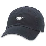 AMERICAN NEEDLE Ford Mustang Officially Licensed Adjustable Baseball Hat, Micro Slouch (Black), One Size