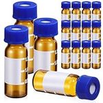 ULTECHNOVO Autosampler Vial - 2ml HPLC Vials - 9-425 Lab Amber Vials with Write-on Spot and Graduations - Red PTFE & White Silicone Septa for Sample Vials 100-Pack