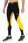 ReDesign Apparels Men's Nylon Compression Pant/Megging/Tights PB Series (S, Black/Yellow)