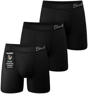 Shinesty Hammock Support Pouch Underwear | Underwear Men Boxer Briefs with Fly | US Medium 3 Pack Black