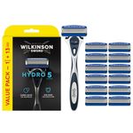 WILKINSON SWORD - Hydro 5 Razor For Men, Carbon Coated Blades, Hydrating Gel & Precision Trimmer, Razor + 12 Razor Blades