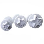 KALAIEN Small 3-Piece Star Fondant Plunger Cutter Set Cake Cookies Decorating Tool Mold-Tiny