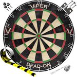 Viper Dead-On Tournament Bristle Steel Tip Dartboard Set with Staple-Free Bullseye, Galvanized Metal Triangular Spider Wire for Reduced Bounce Outs and Increased Scoring; High-Grade Self-Healing Sisal Board