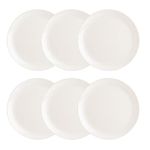 Luminarc Diwali Set of 6 Extra Resistant Opal Glass Dinner Plates, 27 cm, White