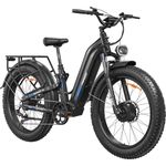FREESKY Ranger AIR Dual Motor Electric Bike for Adults, 3500W 200NM Fast Ebike,170KM Long Range E Bike,Full Suspension Electric Mountain Bike, 26'' Fat Tire Electric Bicycle Black Standard