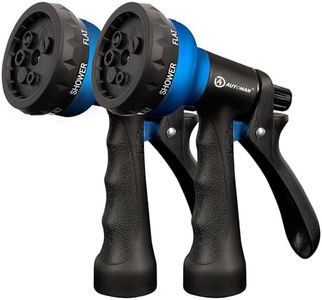 AUTOMAN-Garden-Hose-Nozzle, 2 Pack ABS Water Spray Nozzle with Heavy Duty 7 Adjustable Watering Patterns,Slip Resistant for Watering Plants,Lawn& Garden,Washing Cars,Cleaning,Showering Pets - Blue
