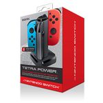 BIONIK Tetra Power, Nintendo Switch Joy Con Charging Dock (4 Controllers) with Built-in Cable Adjustment System and LED Charge Status Indicators - Nintendo Switch Accessories, Black (DRMBNK9019)