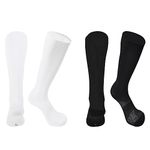 hakugoo Kids Soccer Socks Knee High Socks 10-14 Years Baseball Socks Softball Socks for Youth Boys Girls Toddler Black+White 2 Pairs (L)