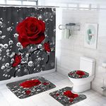 Coxila Red and Grey Rose Shower Cur