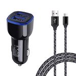 Car Charger Android for Samsung Galaxy J7 Crown/Prime/Pro/Sky Pro/Refine/Neo/Luna/Eclipse,J7 V 2nd/Perx/Star,J6 Plus J5 J4 J3 S7 Edge S6 S5 S4 S3 Note 4/5,6ft Phone Cord Fast Charging Micro USB Cable