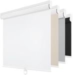 ChrisDowa Cordless Blackout Roller Shades for Windows, Thermal Insulated UV Protection Pull Down Shades, Total Blackout Window Blinds for Home, Office, Bedroom, Door (32" W x 72" H, White)