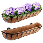 Harmiden 30“ Window Box Railing Planter with Coco Liner for Outdoor Deck Balcony Rail Fence Porch Patio 2 Pack