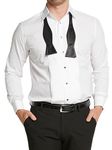 Double TWO Men's Tuxedo/Dress Shirt Pleated Front Formal Double Cuff Evening Shirt White