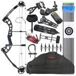 Compound Bow Kit for Adult and Beginner,Hunting Bow Archery Set with Alll Accessory,Draw Weight 30-55 Lbs, Right & Left Hand for Hunting Fishing Target Shooting (Black, Left Handed)