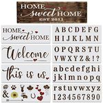 DLY LIFESTYLE Large Welcome Stencils and Templates for Painting on Wood - Vertical Welcome Sign for Front Door and Outside Porch Decor - Letter Stencils for Crafts, Walls & Home Decor (Set of 8) (Letter Stencils)