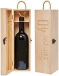 MEANT2TOBE Wooden 40th Birthday Wine Box - Timeless Elegance, Elite Durable Wood Craftsmanship, Chic Presentation for Wine Bottles, Versatile Gift for Special Occasions - 4.3" x 13.7" x 4.3", Brown