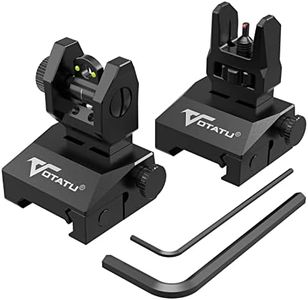 VOTATU V2 Fiber Optic Iron Sights, Flip Up Front and Rear Backup Sights with Green Red Dots, Tool-Free Adjustable Front Sight Rapid Transition