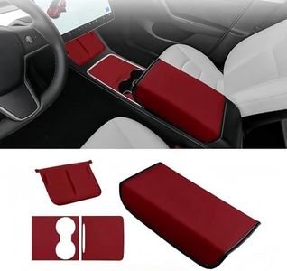 frani Center Console Cover Burgundy Compatible with Tesla Model 3 2021-2023 and Model Y 2021-2024,Tesla Interior Center Console Protector