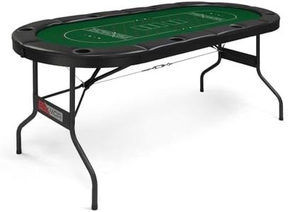 PEXMOR 8 Player Foldable Poker Table, Folding Texas Holdem Blackjack Casino Game Table w/Deeper Stainless Steel Cup Holders| Casino-Grade Felt| Water-Resistant Cushioned Rail, Fully Assembled