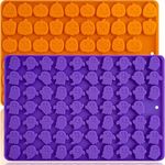 Small Pumpkin Ghost Halloween Silicone Molds for Candy Gummy Chocolate Wax Melts 127 Cavity 2 Pcs Mini Cookie Baking Tray Cute Shapes decoration Kids Treat or Trick 3D Mould Non-stick Homemade DIY