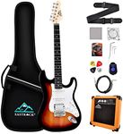 Eastrock Full Size Electric Guitar,39 inch Electric Guitar Kit for Beginner Starter with 10w Amplifier, Bag, Capo,Shoulder Strap, String,Cable, Tuner,Picks (SunBurst)