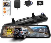 WOLFBOX G900 PRO Mirror Dash Cam with STARVIS 2 IMX678, 12 inches Rear View Mirror Camera with Front 4K and Rear 2.5K, Included 128GB Card, Voice Control, 5.8GHz WiFi, Loop Recording, G-Sensor & GPS