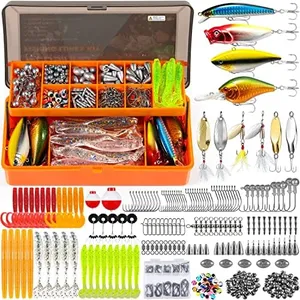 PLUSINNO Fishing Lures for 12 Rigs, Fishing Tackle Box with Tackle Included Crankbaits, Spoon, Hooks, Weights and More Fishing Accessories, 353 Pcs Fishing Lure Baits Gear Kit for Freshwater Bass…