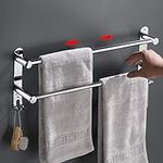 Telescopic New Type Towel Bar Bathroom Towel Hook Towel Ring Towel Rack for 3M Colloid,SUS304 Stainless Steel in Bathroom Kitchen No Screws 19.7 Inch-31.5 Inch 2-Bar