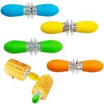 8Pcs (4 Pairs) Corn Holders Corn Stripping Tool Corn on Cob Skewers Stainless Steel Cob Forks Interlocking Holders Silicone Handle Twin Prong Sweetcorn BBQ/Home Cooking/Picnics Outdoor Party Camping