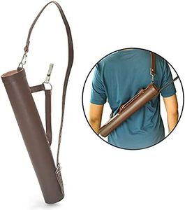 Leather Crafts Archery Back Arrow Quiver -Genuine Leather Arrow Quiver-Traditional Handmade Quiver for Arrows for Hunting & Target Practicing-Adjustable Lightweight & Comfortable (Brown, Cow Leather)