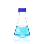 ULAB Scientific Erlenmeyer Flask with Blue Screw Cap, 17oz 500ml, 3.3 Borosilicate with Printed Graduation, UEF1017