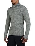 TCA Men's Warm Up Long Sleeve Training Workout Funnel Neck Thermal Running Top with Thumbholes - Quiet Shade Marl, M