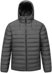 UVSAI Men’s Lightweight Puffer Hooded Jacket Water Resistant Full Zip Insulated Warm Winter Coats