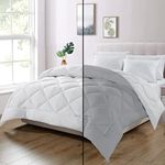 Day care - King Size Bed Comforter for Winter Microfiber 500 GSM Diamond Stitch Reversible Comforter (92" x 106" Inches/233cm x 269cm) - Comforter for King Size Bed|Silver/White