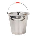 Pail Stainless Steel Milk Bucket with Lid, 8. 65“ x7. 07”Metal Milk Jug Ice Bucket Goat Milking Buckets Multi- Liquid Container for Home Pasture Food Prep Bucket