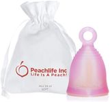 Mini - Soft - Menstrual Cup With Ring For Easy Removal - Small 24ml Low Cervix - 12 Hour No Spill Pad and Tampon Alternative - FDA Approved Medical Grade Silicone - Teen PEACHSWIRLCUP by Peachlife Inc