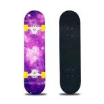 Skateboard,31 x 8 Inch Complete Skateboard, 8-Layer Maple Wood Deck Double Kick Standard Skateboards for Kids, Teens, Adult, Beginner (Sky-ZS)