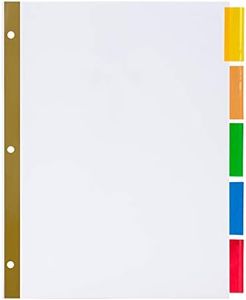 Amazon Basics 5-Tab Paper Binder Dividers, Insertable Multicolor Plastic Tabs, 12 sets