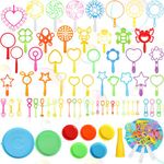 FairySandy 101 Pcs Bubble Wands Set Bulk Giant Bubble Maker with Tray for Kids Large Bubble Wand Toys Bubble Solution for Kids Adults Summer Birthday Outdoor Activities Games Party Favors