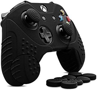 CHINFAI Xbox One Controller Silicone Skin Grip Cover Anti-Slip Protective Case for Xbox 1 with Thumbstick Caps Set (Black)