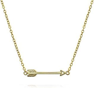 Small Danity Sideways Cupid Arrow Pendant Necklace for Women Girlfriend Teen 14K Gold Plated .925 Sterling Silver