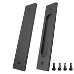 suiwotin 2pcs 7 Inch Flush Pull, Recessed Barn Door Handle, Rectangular Cabinet Handles, Sliding Closet Door Handles Finger Pull for Pocket Door (Matte Black)