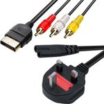 LEAGY 6ft Xbox AV/RCA Cable, 5ft UK 3-Hole Plug to 2-Pin Figure 8 AC Power Cable Compatible with Xbox consoles, Xbox One S, Xbox One X, Sony PS2/PS3/PS4/PSP/PSV, Dell/HP/Acer/Lenovo/Samsung laptop