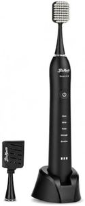Dr Bobbi Big Mouth Electric Toothbrush for Adults | Ultrasonic Rechargeable Tooth Brush with 5 Cleaning Modes & 2-Minute Smart Timer | Extra Electric Toothbrush Heads Included | Black
