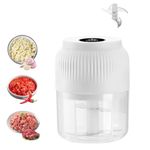 Mini Electric Food Chopper - Portable USB Rechargeable Garlic Chopper & Vegetable Dicer 350ml Capacity, 4 Stainless Steel Blades - for Nuts, Herbs, Meat, Baby Food - Quiet & Easy to Clean (White)