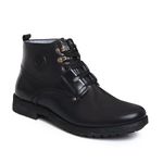 Zoom Boot Shoes for men Leather High Ankle Formal Casual Boot With Laces for Adults Super comfortable with Lightweight and Slip Resistant Sole A-4701 (Black)