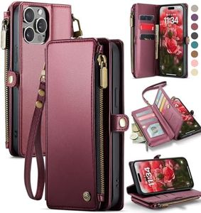 Defencase Compatible with iPhone 12 Pro Max Case Wallet with RFID Blocking Card Holder for Women Men, PU Leather Magnetic Snap Flip Zipper Strap Wallet Phone Case Fit for iPhone 12 Pro Max, Wine Red