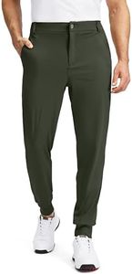Soothfeel Men's Golf Joggers Pants with 5 Pockets Slim Fit Stretch Sweatpants Running Travel Dress Work Pants for Men(Olive Green, XS